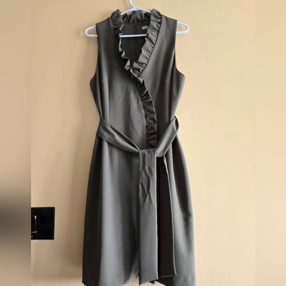 ANTONIO MELANI Olive Ruffle Midi Dress